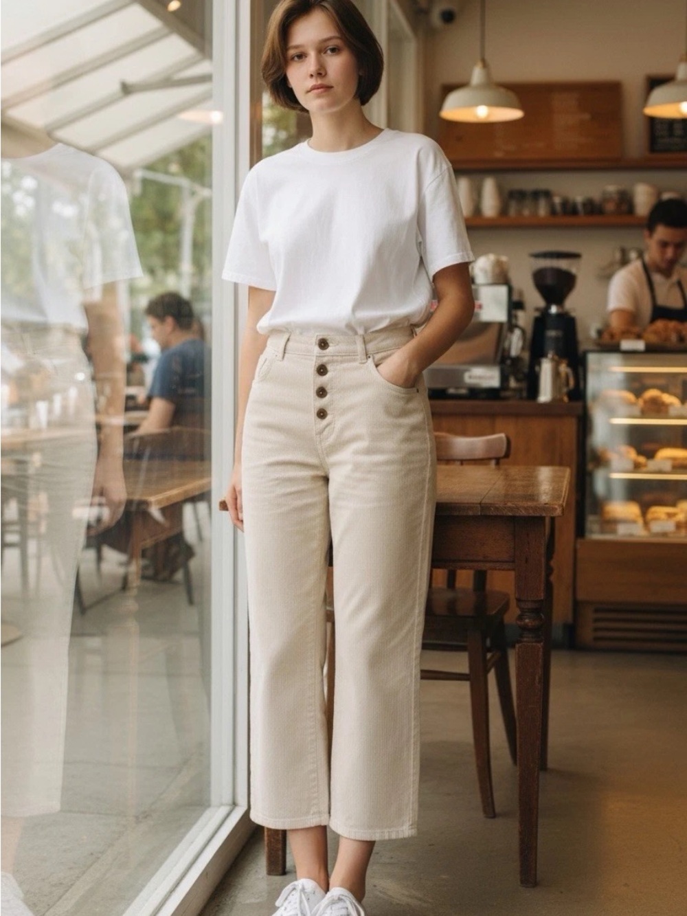 Cabi Cream Palm Beach Crop Corduroy Pants Size 4